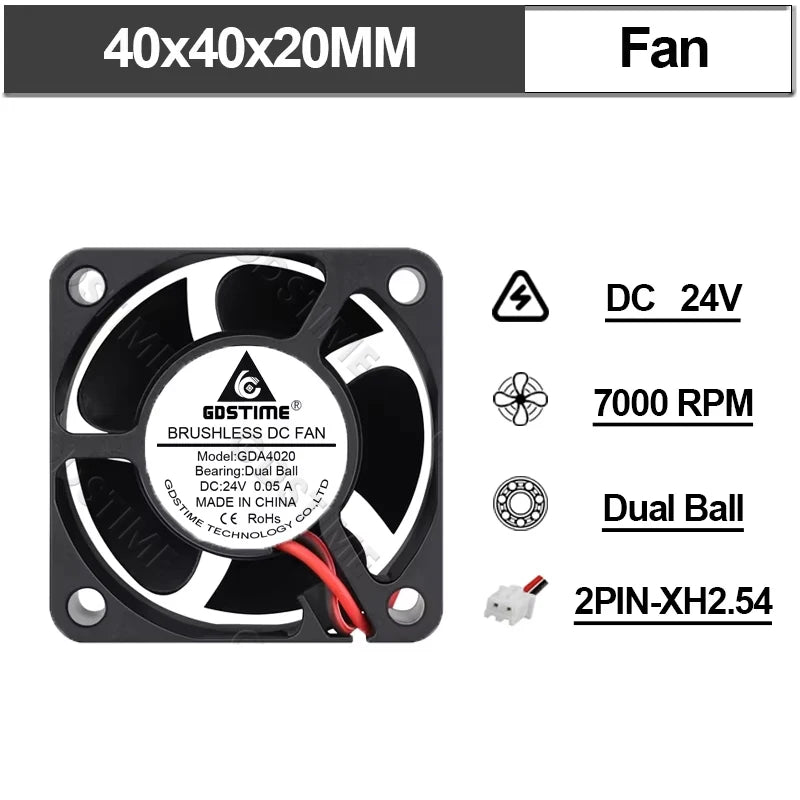 Gdstime Brushless Turbo Fan 24V Dual Ball 30mm 40mm 50mm For 3D Printer Fan DC Blower Cooling Fan 3010 4010 4020 5015 Clooer