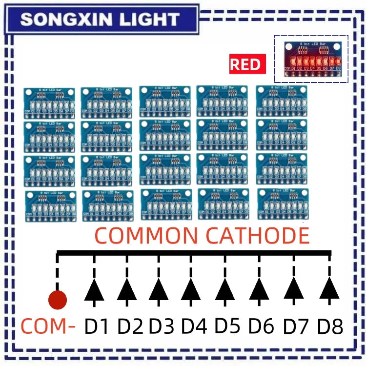 3-24V 8 Bit Blue/Red Common anode/cathode LED indicator Module Breadboard starter kit Board for MCU ARM 3d printer UNO MEGA2560