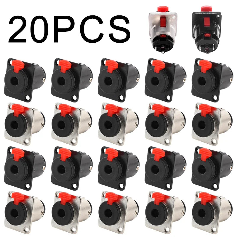 5/20PCS Professional Speaker Plug Audio Jack 6.35mm Female Socket Panel Mount Xlr Connector Black&silvercolors Banana Plugs Rca