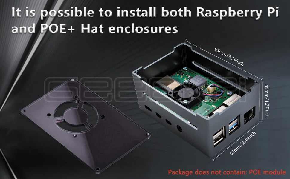 GeeekPi Raspberry Pi 4B Case Supports PoE Hat With 5V Cooling Fan