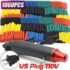 300W Hot Air Gun 110V US Plug with Heat Shrink Tubing Kit 2:1 Shrinkable Wire Connect Cover Cable Repair Protection Heat Gun