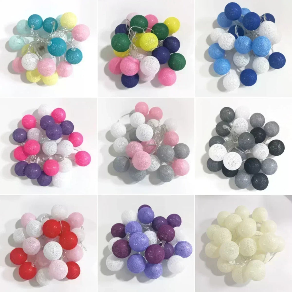 20LED Cotton Balls String Lights Waterproof Fairy Garland Lamp Outdoor Garden Patio Wedding Christmas Home Decoration Soft Warm