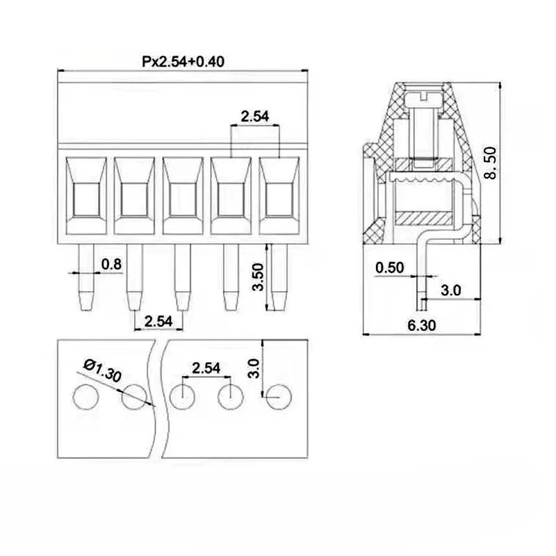 5/10pcs KF128 2.54mm 0.1" Pitch Mini PCB Screw Terminal Block Connector for Wires 2/3/4/5/6/7/8/9/10/12/16P Terminal