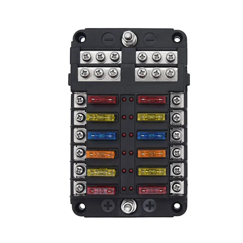 12 Way Fuse Box Holder With Blade Fuse Holder Block & Warning Indicator Car Boat Blade Fuse Box 12V 24V