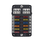12 Way Fuse Box Holder With Blade Fuse Holder Block & Warning Indicator Car Boat Blade Fuse Box 12V 24V