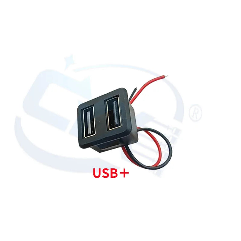 USB 2.0 Connector Female Socket Dual Layer Type C and USB Power Socket Interface, with Cable Charging Car Soldering Plug