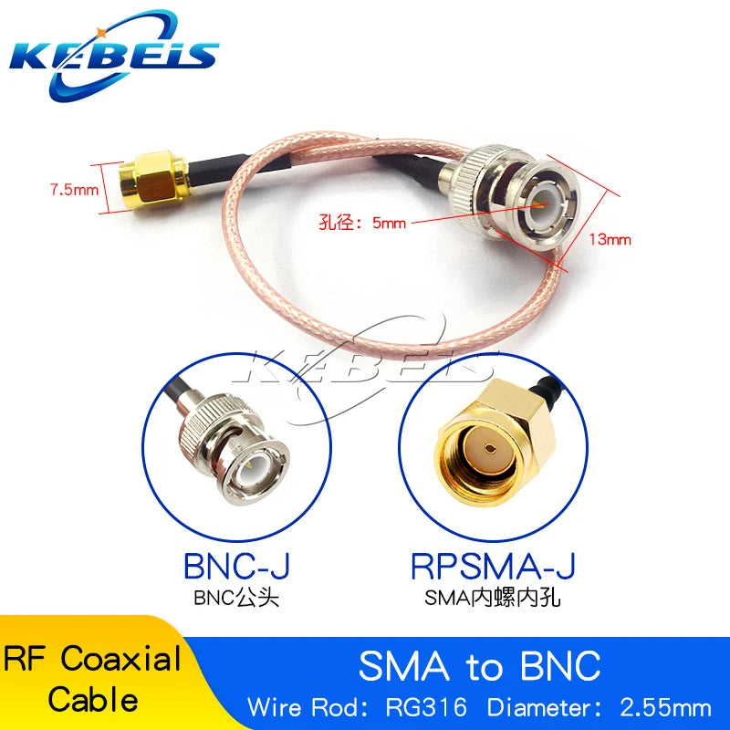 RG316 Cable SMA to BNC Male Plug & Female Jack Nut Bulkhead BNC To SMA Male Female Connector Extension WIRE RF Coaxial Jumper