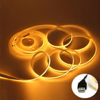 USB COB Lamp Strip DC5V 320LEDs/M White/Red/Pink/Ice Blue/Yellow Cabinet Light Lamp TV Backlight Flexible Ribbon Rope LED Strip