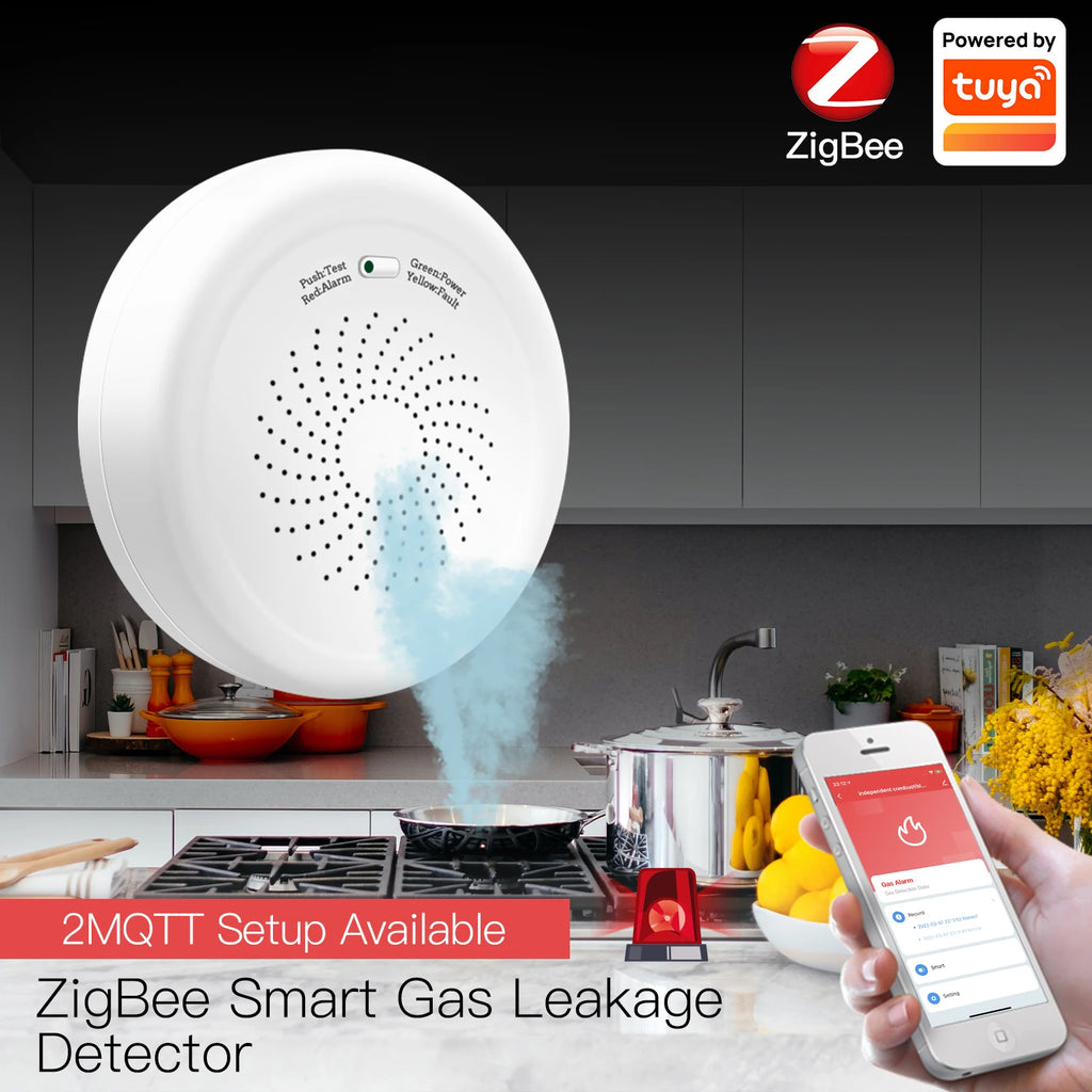 Smart Gas Leak Detector,ZigBee Tuya Alarm Sensor,Combustible Gas Leakage Alarm for Home Security,APP Remote Control, Smart Life