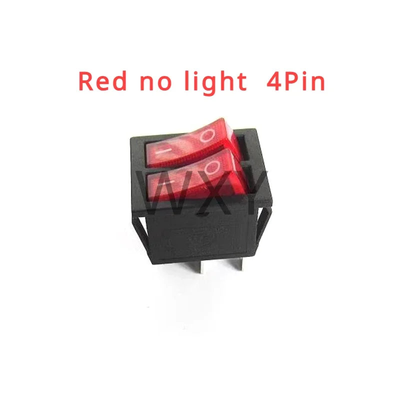 2Pcs KCD2 Double Boat Rocker Switch 6 Pin On-Off Position with Green Red Lights 20A 125VAC/16A 250V - Black No Light Option