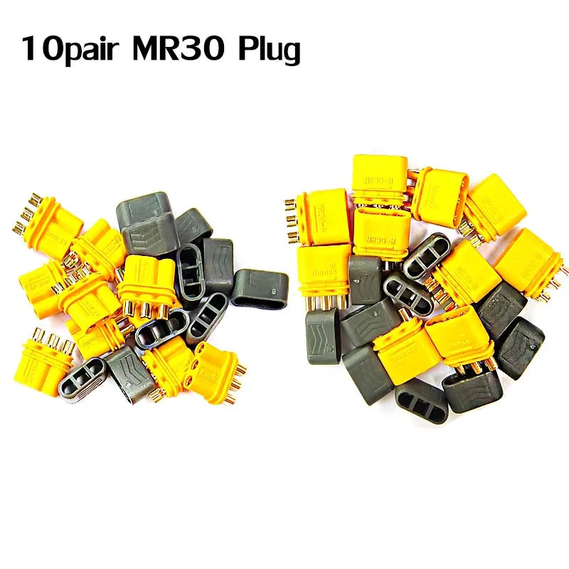 Amass 10 / 50Pair XT30 XT30U MR30 MR30PB Plug Male Female Bullet Connector Gold Plated Banana Plug for RC Drone Accessories