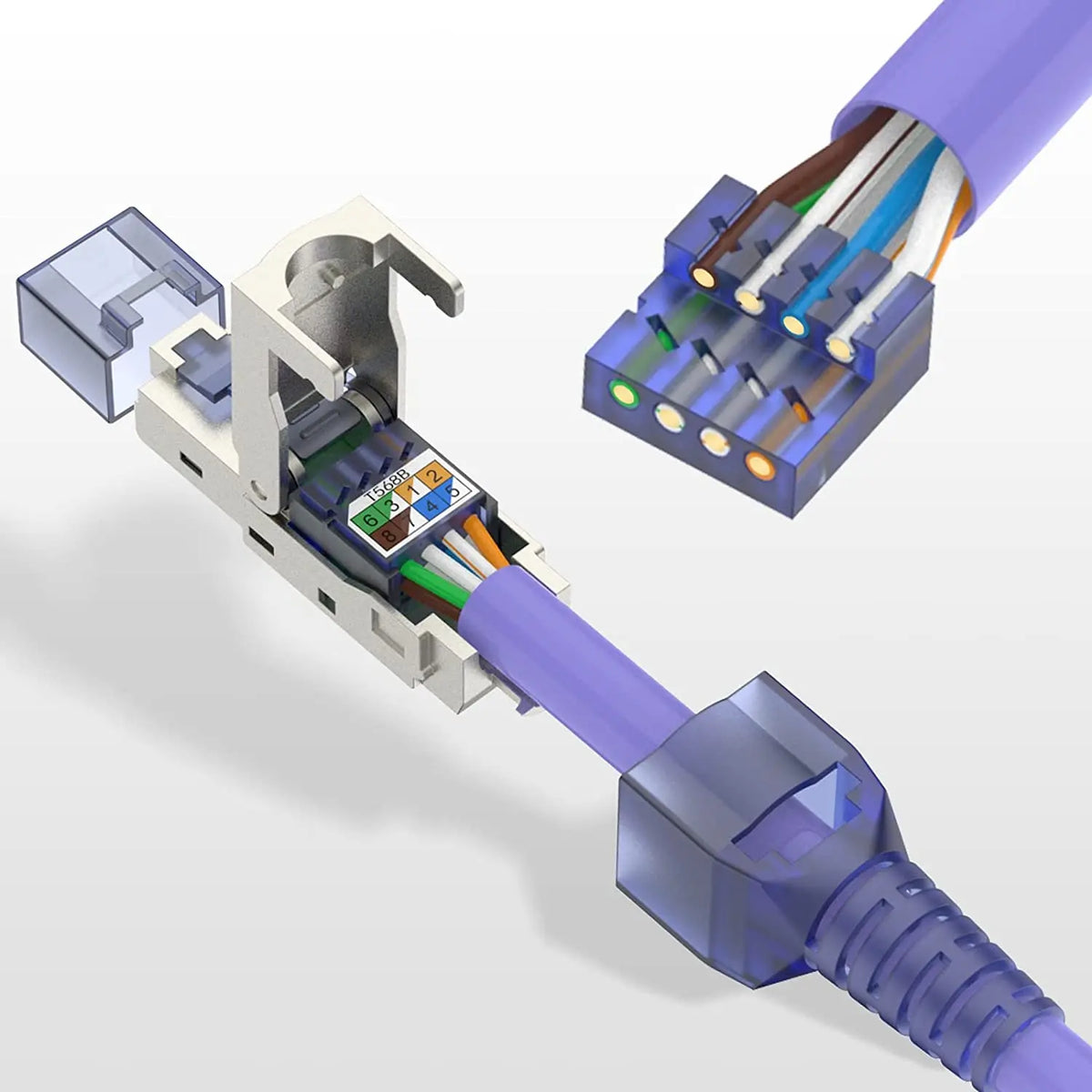 ZoeRax RJ45 CAT8 Cat7 CAT6A Connector Tool-Free, Toolless RJ45 Termination Plug Reusable Shielded for Ethernet Cables 10Gbps POE