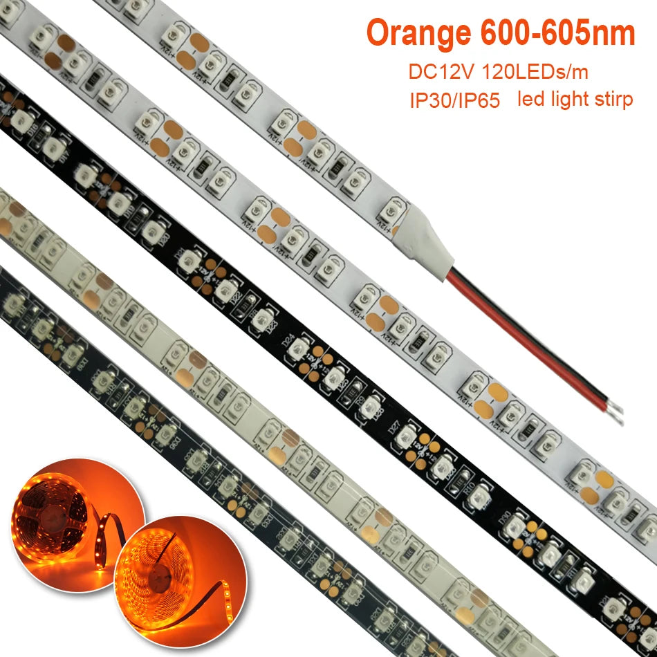 12V 3528 SMD LED Strip Light Decoration 120LEDs/m 60LEDs/m Orange Lighting Flexible Ribbon Rope String LED Tape Light 1M 5M