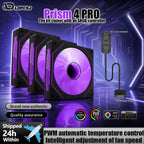 LDPCSJ PRISM 4 PRO 120mm PC Case Fan Equipped with ARGB Controller, 4-Pin PWM Silent Cooling Fan,12V 3Pin Addressable ARGB,45.2CFM High Airflow 600-1500RPM Synchronizable RGB Fan for Gaming Desktop Water Cooling Computer Chas