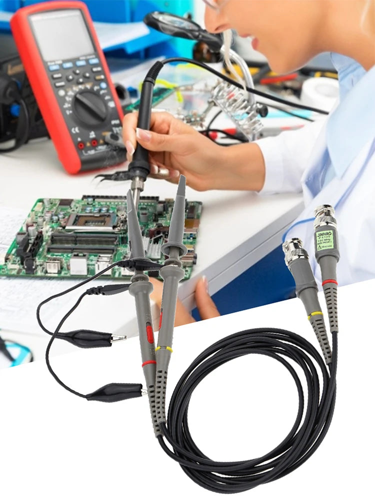 2pcs P6100 BNC Oscilloscope Probe Kit DC-6MHz DC-100MHz 1X 10X High Precision Scope Analyzer Clip Testing Probes