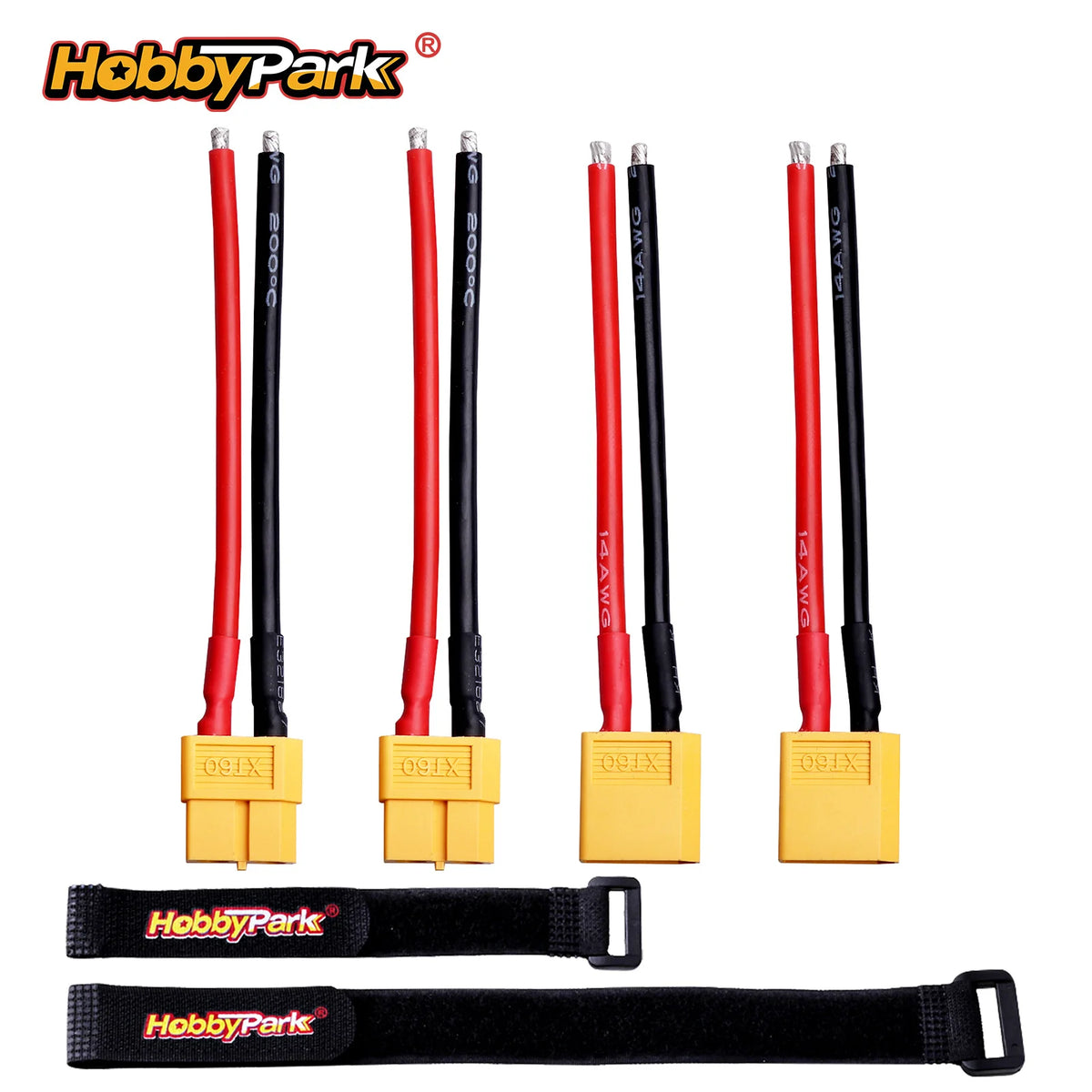 Hobbypark RC Lipo Battery Cable Xt60 Male Female Connectors 14awg Silicone W/Battery Straps For Rc Cars Quadcopters (4pcs)