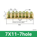 1 PCS Multi Specification Brass Ground Strip 5/6/7/8/9/10/12/15/20 Hole Brass Rod Grounding Terminal Ground Bar Terminal Strip