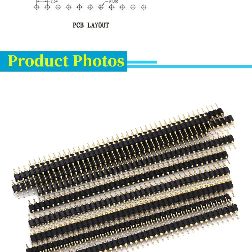 Javino 5/20/50Pcs 1x40 Pin Connector Header Strip Male Female Header Single Row 40 Pin 2.54mm Pin Connector Strip Round Needle