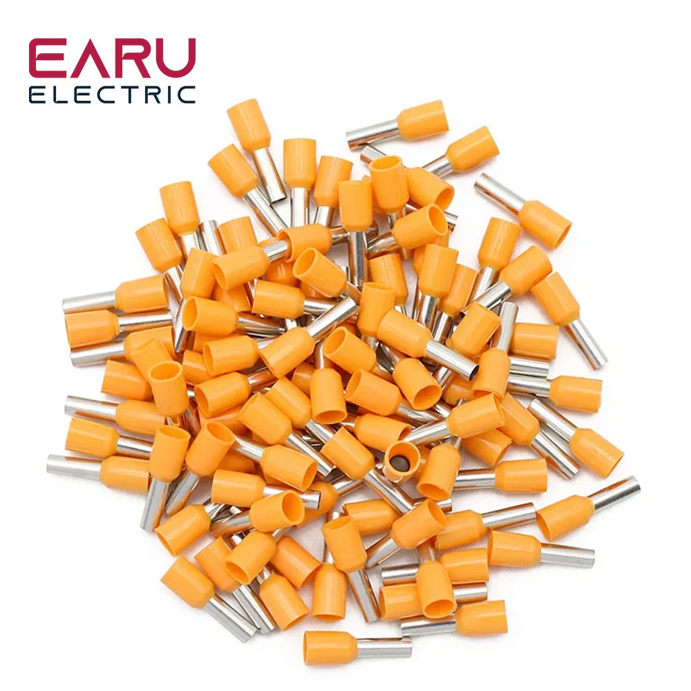 1000pcs/Pack E0508 E7508 E1008 E1508 E2508 Insulated Ferrules Terminal Block Cord End Wire Connector Electrical Crimp Terminator