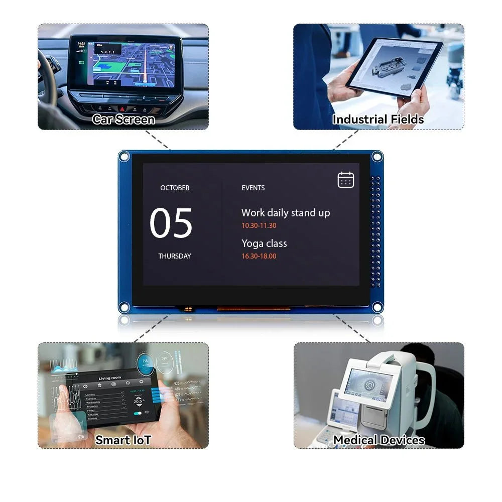 Hot Sale 4.3inch 800*480 IPS Display 16BIT Capacitive Touch Parallel LCD Module SSD1963 Driver with free shipping