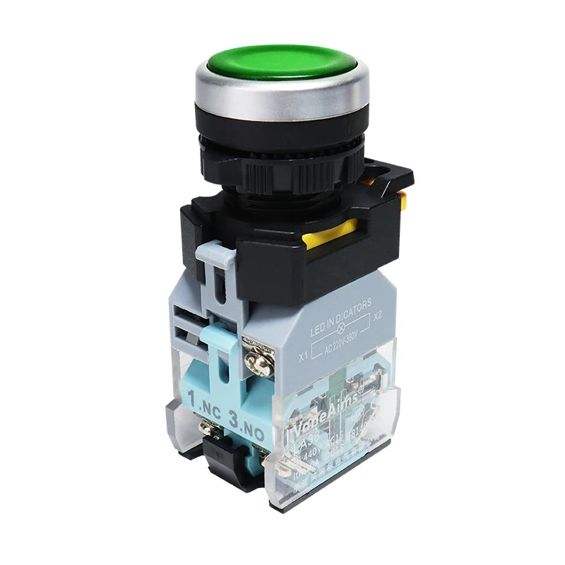 VaneAims 22MM FXB38 Plastic LED Light Push Button Switch 10A 12V 220V Momentary Latching ON/OFF Power Switch with Silver Contact