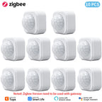 1- 10PCS Tuya Zigbee PIR Motion Sensor Detector Security Smart Life Tuya Zigbee Movement PIR Detector Needs Zigbee Gateway/Hub