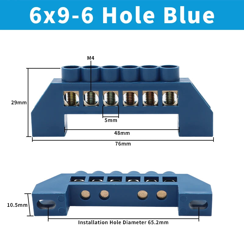 OMCH Terminal Bar 7x10 9x14mm Brass Ground Neutral Block High Conductivity Bridge Connector for Power Distribution Cabinet
