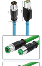 Waterproof M12 to RJ45 Network Line ip67 CAT7/CAT6A RJ45 to 4Pin 8Pin A/D/X Type Encoded Connector Cable Double Shielded Wire