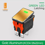 LANBOO High-End Quality Latching  Rocker Switch 20A 16Amp Current Push Button 2no2nc with LED 3-8V/9-24V/220V