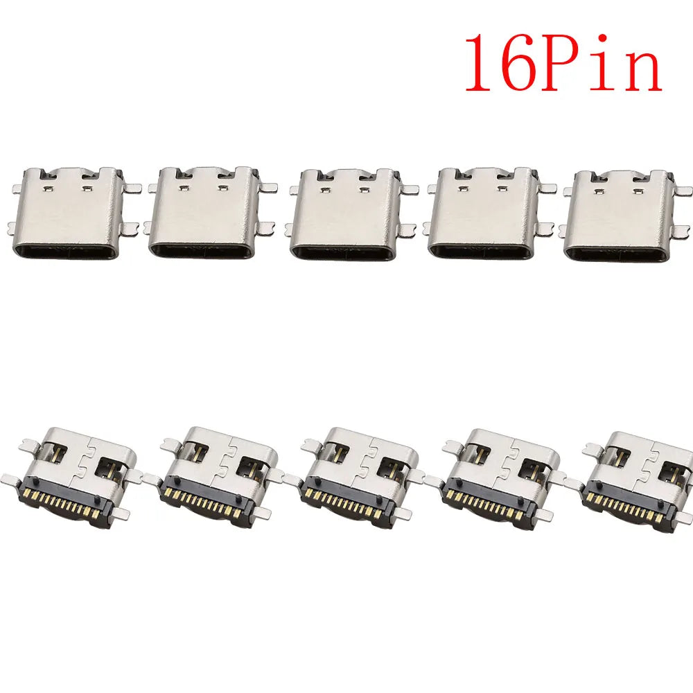 10Pcs USB Connector Type C Female Charging Port Jack 2P/6P/16P/24 Pin Soldering PCB SMD SMT DIY USB-C Socket Adapter