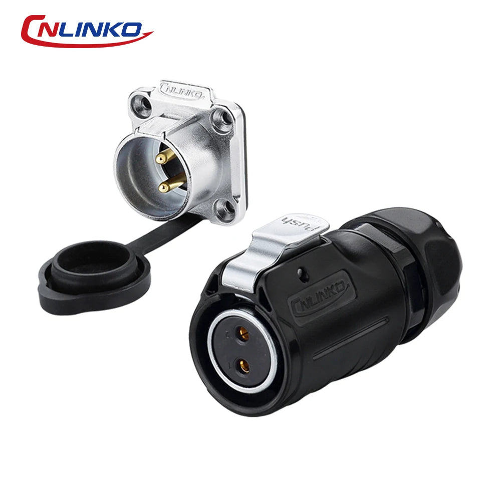 CNLINKO LP20 2/3/4 Pin IP68 Waterproof Quick Circular Connector Panel Mount Electrical Power Connector for Outdoor Eqiupments