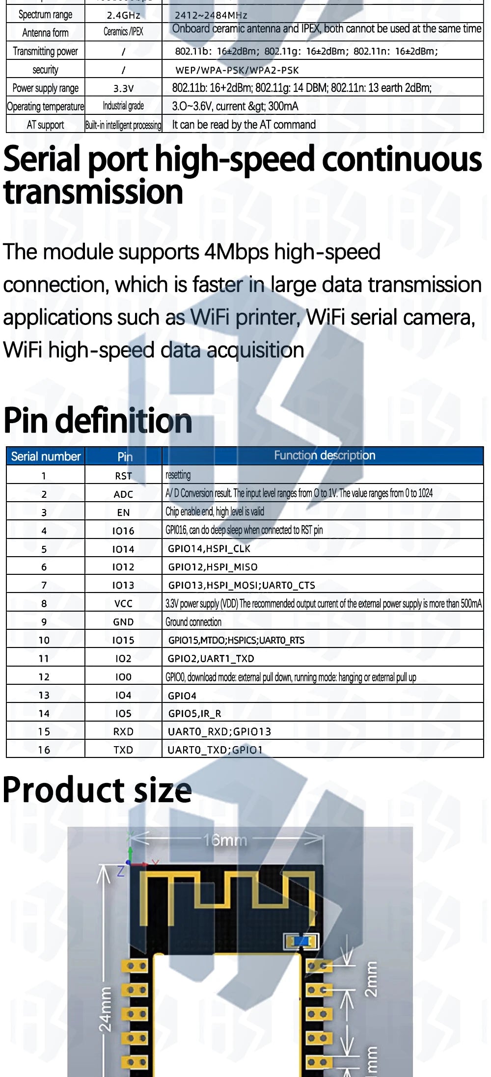 ESP8266 WiFi Wireless Transceiver Module ESP-01/ESP-01S/ESP-07/ESP-07S/ESP-12/ESP-12E/ESP-12F for Arduino DIY Projects
