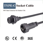 Threaded Type-C Waterproof Connector Cable IP67 Type-C Male Data Plug Wire F Outdoor Use USB 3.1 Solder Board Dual Female Socket