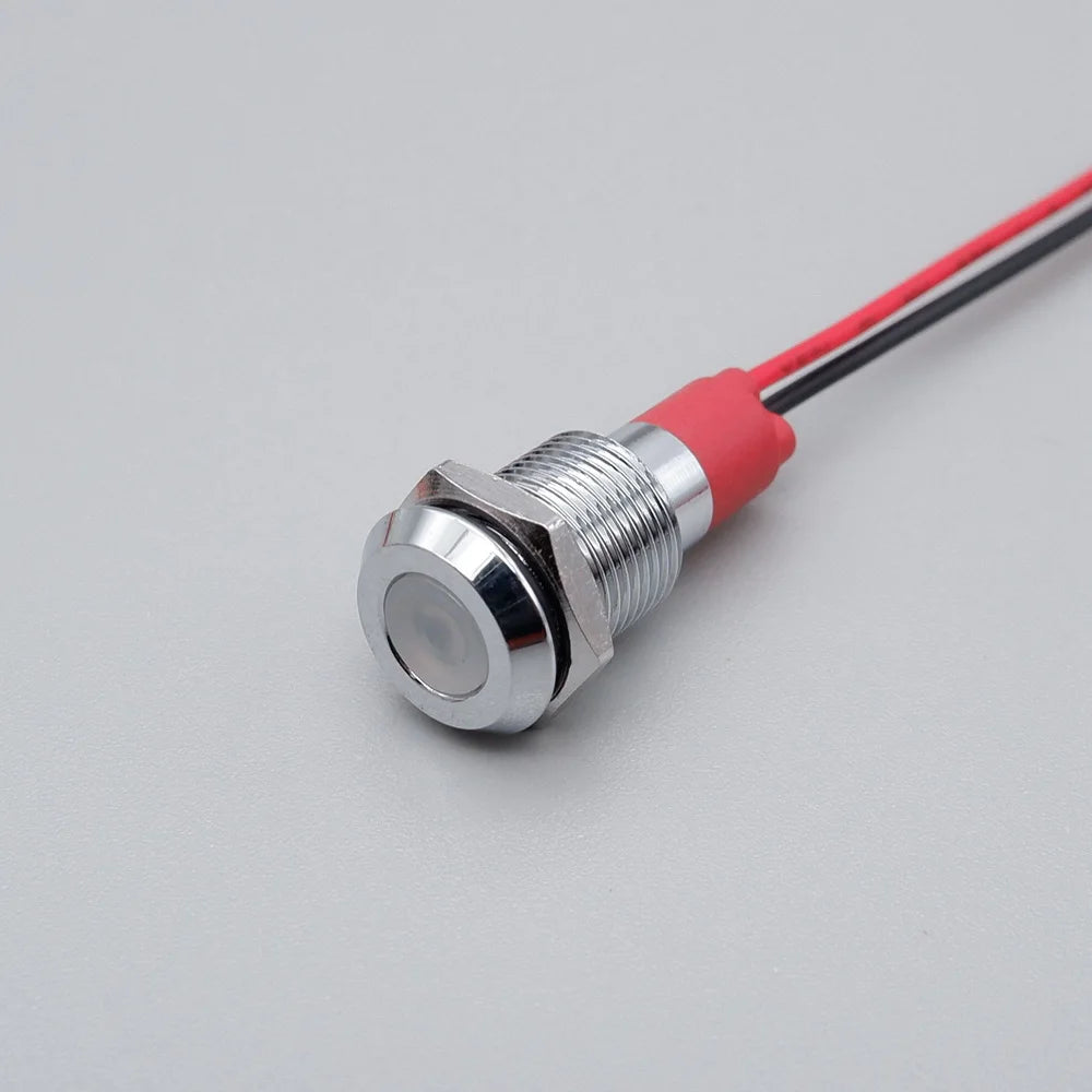 6mm 8mm 10mm 12mm LED Metal Indicator Light Signal Lamp with Wire 3V 5V 6V 12V 24V 110V 220V Red Blue Green Yellow White