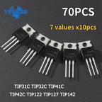 35/70pcs 7values Transistor Kit TIP31C TIP32C TIP41C TIP42C TIP122 TIP127 TIP142 PNP NPN TO-220 Transistors Set