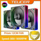 TEUCER Prism  ARGB PC Fan 12cm Computer Case Fan Kit Water Cooler 4pin PWM 5V 3PIN Cooling Fans