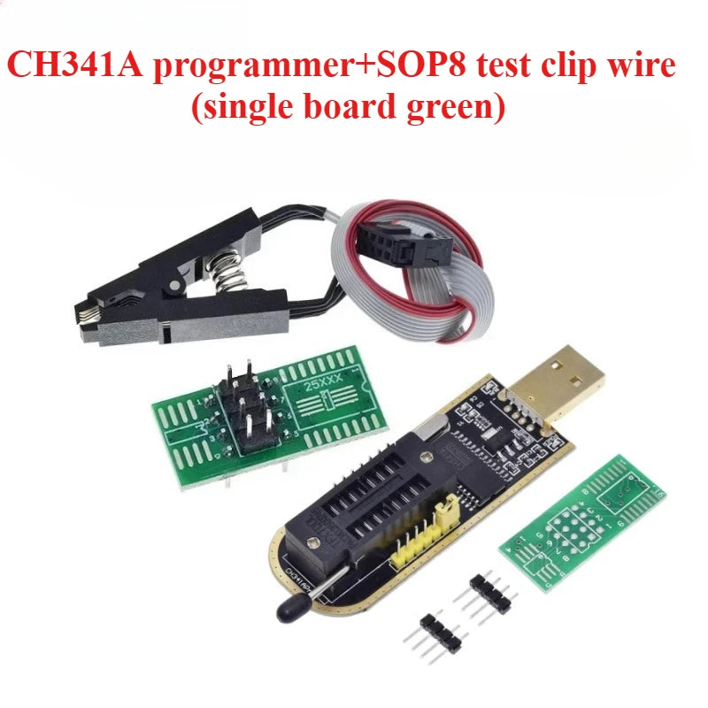 1PCS  CH341A CH341B 24 25 Series EEPROM Flash BIOS USB Programmer Module SOIC8 SOP8 Test Clip For EEPROM 93CXX / 25CXX / 24CXX