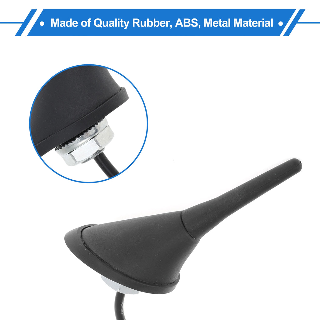 UXCELL AM/FM Radio Signal Antenna Mount 6.5cm Car Radio Aerial with 15-300cm Cable Black Rubber ABS Metal Automotive Electronics