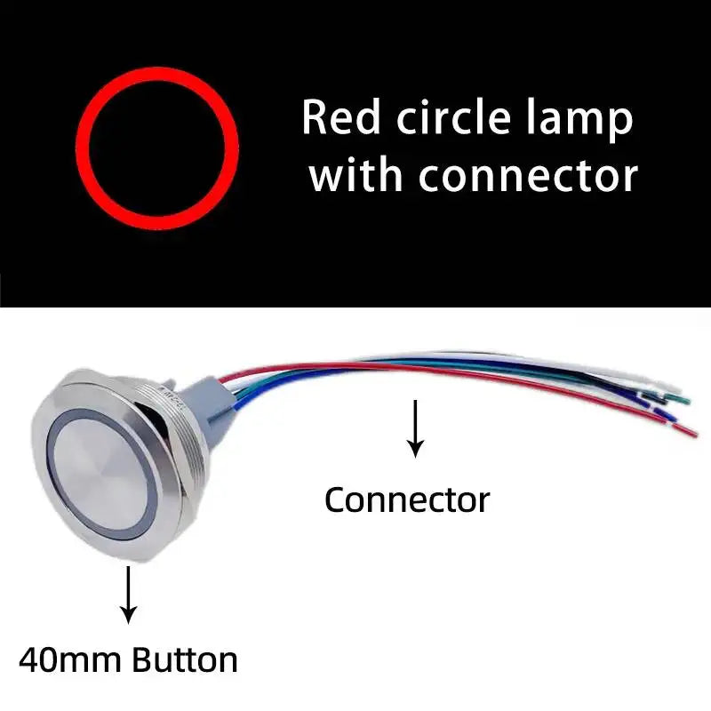 40mm Metal Push Button Switch 1NO 1NC Momentary Reset Latching Lock Ring Power Supply With Lamp Waterproof Stainless Steel