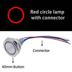 40mm Metal Push Button Switch 1NO 1NC Momentary Reset Latching Lock Ring Power Supply With Lamp Waterproof Stainless Steel
