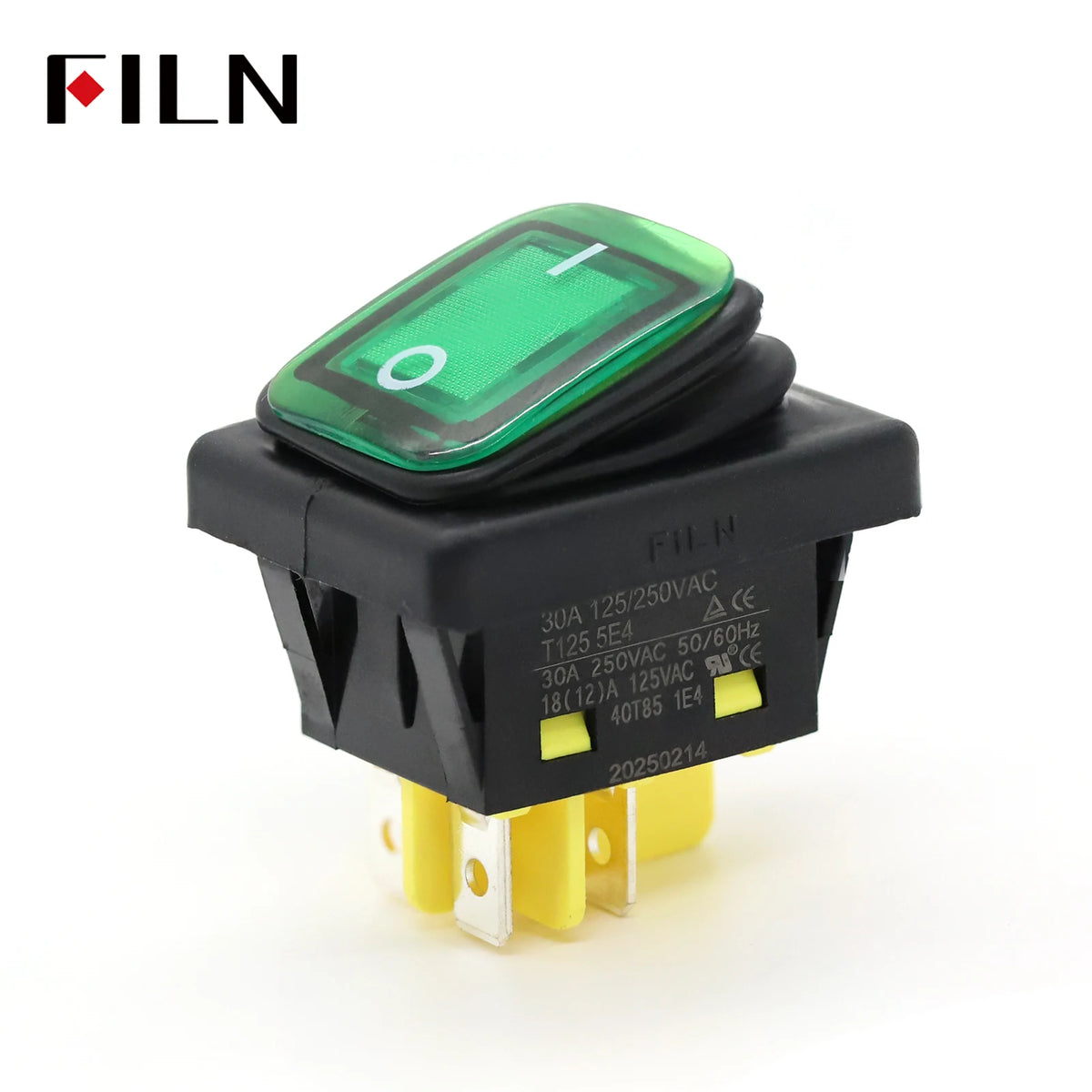 FILN 30A Heavy Duty Waterproof Rocker Switch 4 Pins IP67 12V 24V 110V 220V Ideal for Boat Marine Car Accessories Toggle Switches