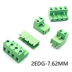 5Sets 7.62MM Terminal Block 2/3/4/5/6/7/8P 2EDG-7.62 Male/Female Straight Curved Needle Socket PCB Wire Connector