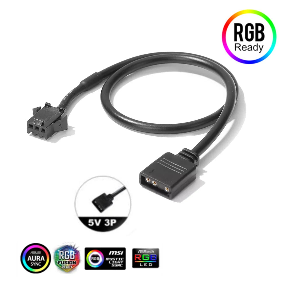 Motherboard 12V 4Pin RGB / 5V 3Pin ARGB to SM JST Female Male Conversion Adapter Cable 30cm for PC Computer LED Light Strip Line