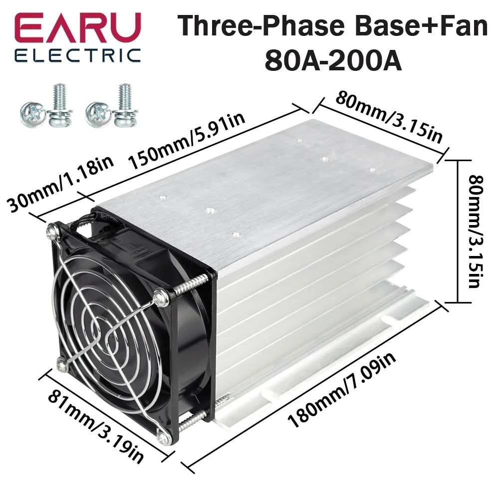 1Pcs 10A-200A New Single Phase Three Phase Solid State Relay Module Heat Sink SSR DA AA DD Aluminum Fins Radiator Din Rail Mount