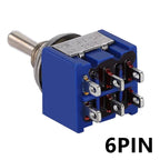 5/10 PCS,Toggle Switches,Deep Blue,Mini,6 Pin,ON-ON/ON-OFF-ON,DPDT,Power Switch Button,3A/250V,6A/125V AC,MTS-202,Switch