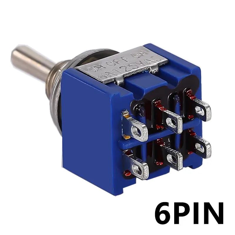 5/10 PCS,Toggle Switches,Deep Blue,Mini,6 Pin,ON-ON/ON-OFF-ON,DPDT,Power Switch Button,3A/250V,6A/125V AC,MTS-202,Switch