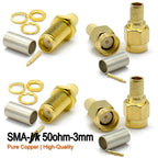SMA Male Female RP-SMA Plug Connector Nut Bulkhead Crimp 50-3 RF Coax Adapter For RG58 RG142 RG400 LMR195 RG223 Coaxial Cable