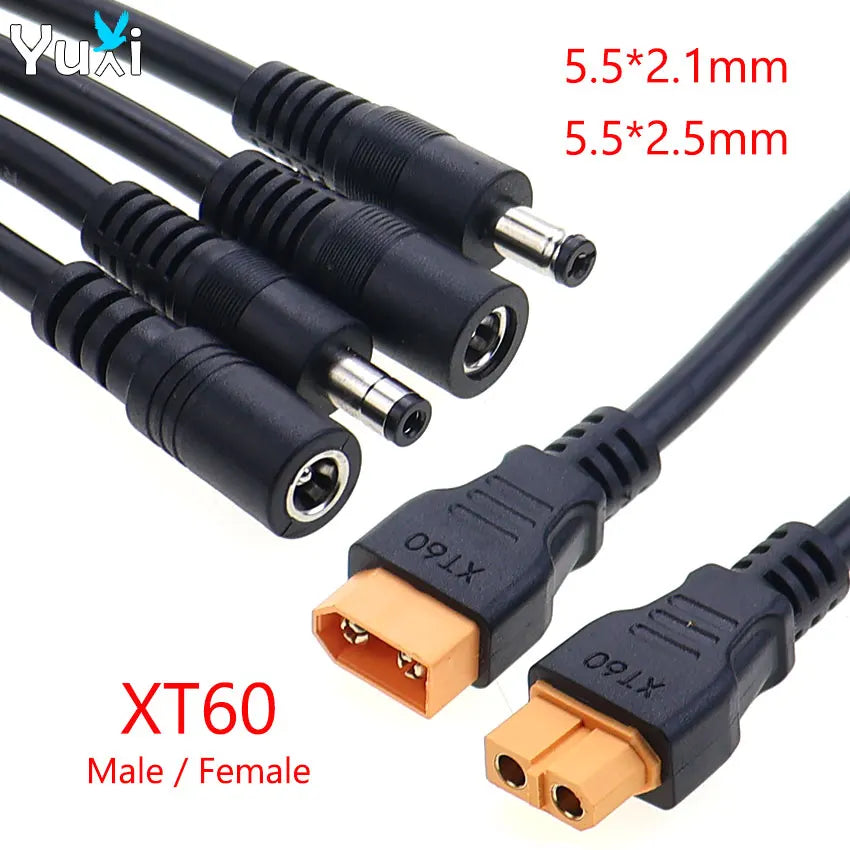 YuXi XT60 Plug Female Male To DC 5.5*2.1mm 5.5*2.5mm Connector Battery Charging Adapter Wire 5521 5525 Power Charger Cable