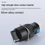 16mm Key Rotary Knob Push Button Switch 2 3 Positions Latching Self Lock Round Square Selector Start Up Power Switch 3/6 Pins