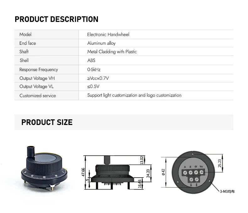 Electronic CNC Handwheel 60MM Manual Pulse Generator, CNC Machine Tools, Electronic Rotary Encoder Pulse Steering Wheel Manual